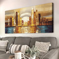 Golden Metropolis Abstract Impasto Wall Art by Tailored Canvases