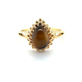 Golden Tigers Eye Pear Shaped Silver Ring by Fine Color Jewels