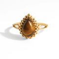 Golden Tigers Eye Pear Shaped Silver Ring by Fine Color Jewels