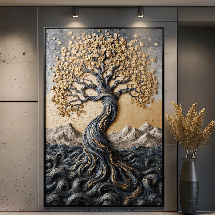 Golden Tree of Life Minimalist Wall Art by Tailored Canvases