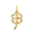 Good Luck Four Leaf Clover Charm 14K Yellow Gold Pendant by Fine Color Jewels