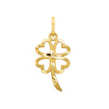 Good Luck Four Leaf Clover Charm Yellow Gold Pendant by Fine Color Jewels