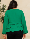 Gorgeous V-Neck Blouse - Kelly Green by Boutique 23