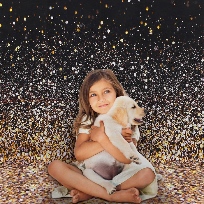 Gradual Glitter Black Gold Bokeh Spots Photography Background by DailySale