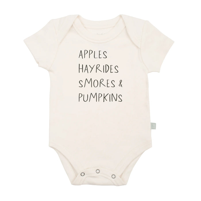 graphic bodysuit | apples hayrides smores by Finn + Emma