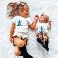 graphic bodysuit | my first halloween hat by Finn + Emma
