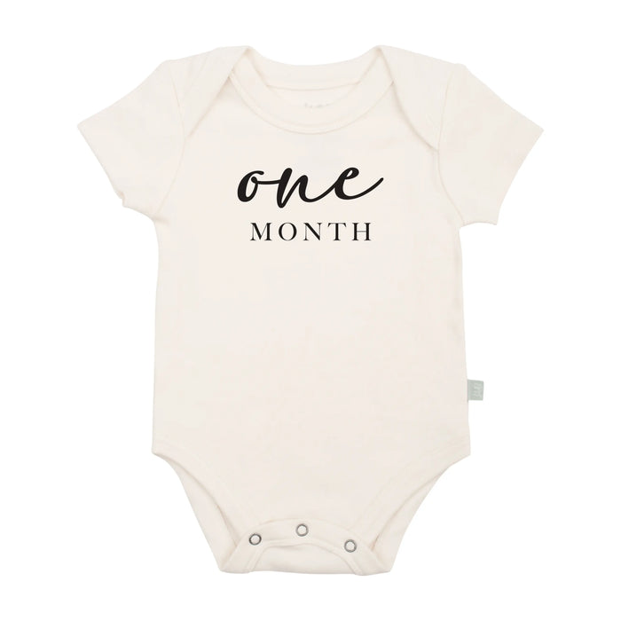 graphic bodysuit | one month milestone charcoal by Finn + Emma