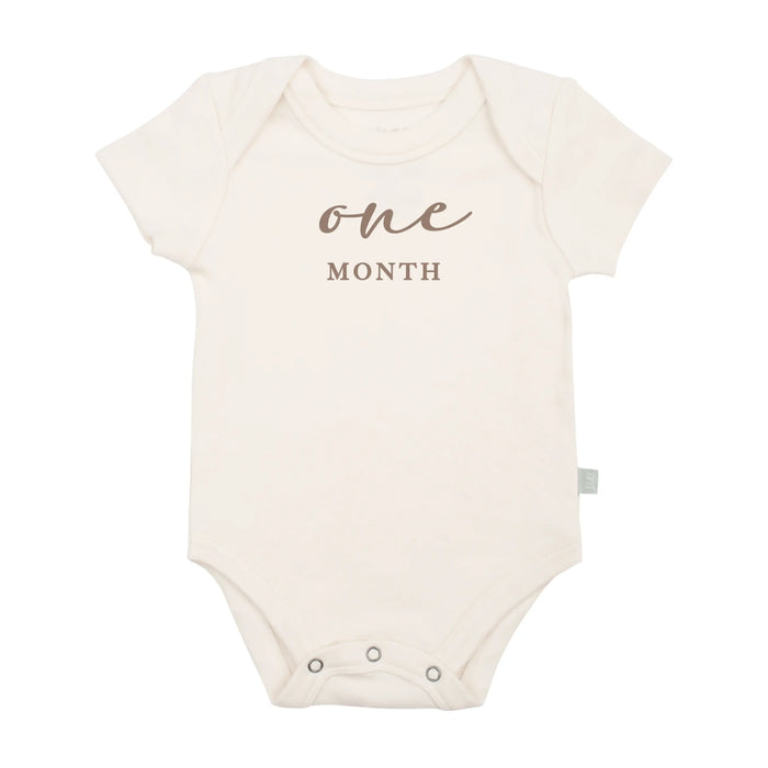 graphic bodysuit | one month milestone taupe by Finn + Emma