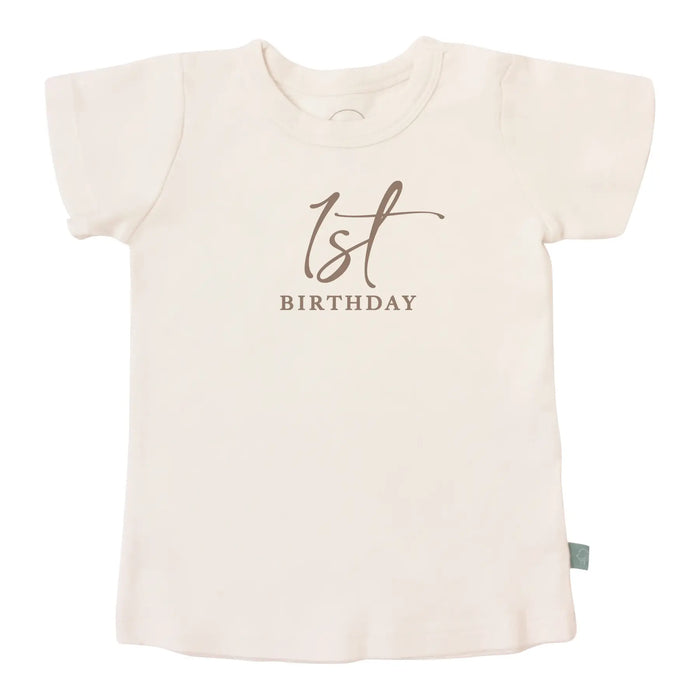 graphic tee | 1st birthday milestone taupe by Finn + Emma