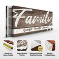 Grateful Thankful Blessed Family Sign III by Tailored Canvases