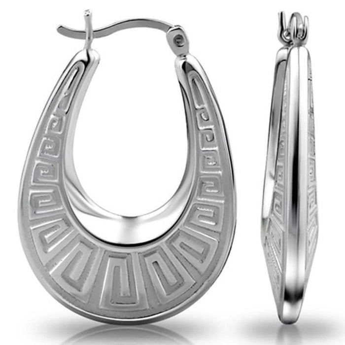 Greek Key Design Oval Hoop Earrings By Paolo Fortelini by DailySale