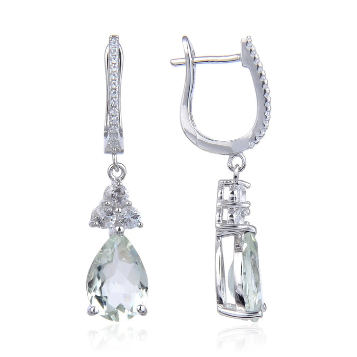 Green Amethyst Drop Earrings by Fine Color Jewels