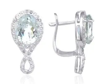 Green Amethyst Dual Stone Earrings by Fine Color Jewels