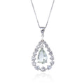 Green Amethyst Teardrop Pendant Necklace by Fine Color Jewels
