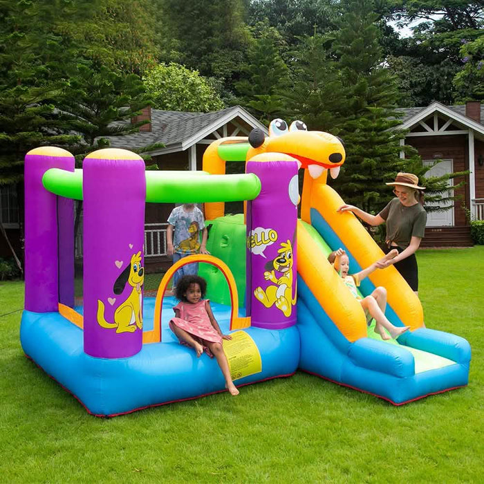 Green Dog Bouncy Castle House Slide and Jump 450W Blower by DailySale