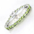 Green Peridot Prong Silver Box Clasp Tennis Bracelet by Fine Color Jewels