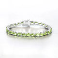 Green Peridot Prong Silver Box Clasp Tennis Bracelet by Fine Color Jewels