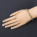 Green Peridot Prong Silver Box Clasp Tennis Bracelet by Fine Color Jewels