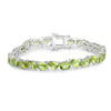 Green Peridot Prong Silver Box Clasp Tennis Bracelet