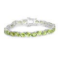 Green Peridot Prong Silver Box Clasp Tennis Bracelet by Fine Color Jewels