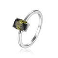Green Tourmaline Cushion Solitaire Ring by Fine Color Jewels