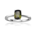 Green Tourmaline Cushion Solitaire Ring by Fine Color Jewels