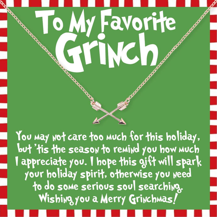 Grinch Christmas Double Intersecting Arrows Necklace by Dear Ava