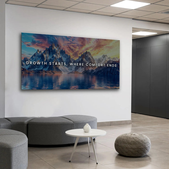 Growth Starts Where Comfort Ends Motivational Wall Sign by Tailored Canvases