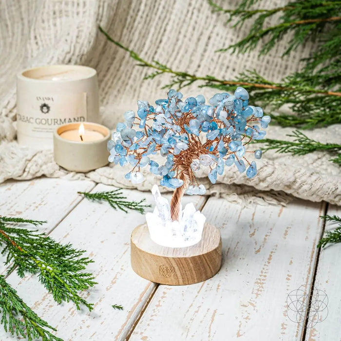 Guardian Angel Lamp of Protection - Aquamarine Tree by Conscious Items
