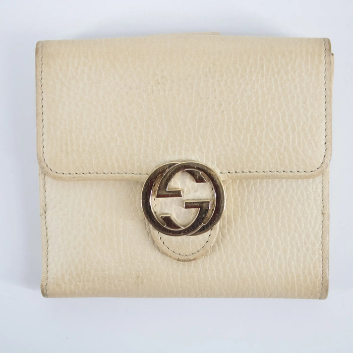 Gucci Beige Interlocking G Leather Double Hook Compact Wallet #2282 by Bolt Boutique