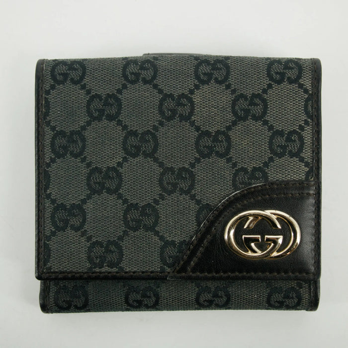 Gucci Black GG Canvas x Leather Compact Wallet #2647 by Bolt Boutique