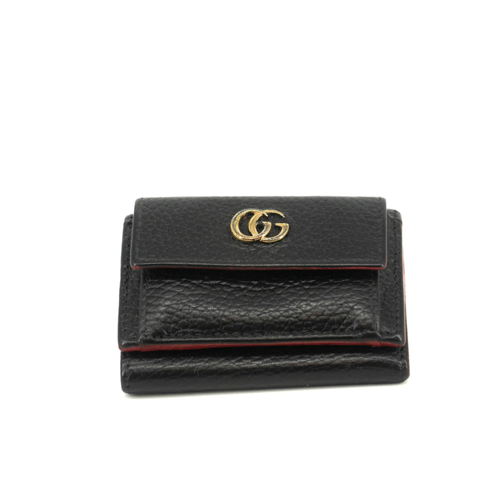 Gucci Black Leather Compact Wallet Red Trim #3723 by Bolt Boutique