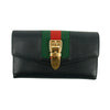 Gucci Black Sherry Line Leather Sylvie Long Wallet #2940