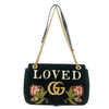 Gucci Black Velvet Loved Embroidered Marmont Shoulder Bag #6091