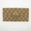 Gucci Brown x Ivory GG Canvas x Leather Long Wallet #2418