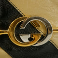 Gucci Calfskin Diagonal Striped Mini Bucket Bag Black #9218 by Bolt Boutique
