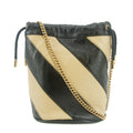 Gucci Calfskin Diagonal Striped Mini Bucket Bag Black #9218 by Bolt Boutique