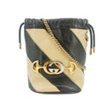 Gucci Calfskin Diagonal Striped Mini Bucket Bag Black #9218 by Bolt Boutique