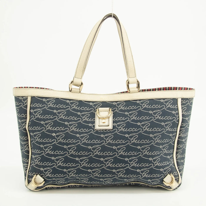 Gucci Canvas Abbey Insignia Blue Tote Bag #2577 by Bolt Boutique