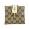 Gucci GG Brown White Canvas x Leather Compact Wallet #3935