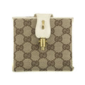 Gucci GG Brown White Canvas x Leather Compact Wallet #3935 by Bolt Boutique