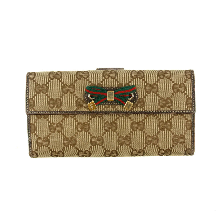 Gucci GG Canvas Beige Bow Long Wallet #3585 by Bolt Boutique