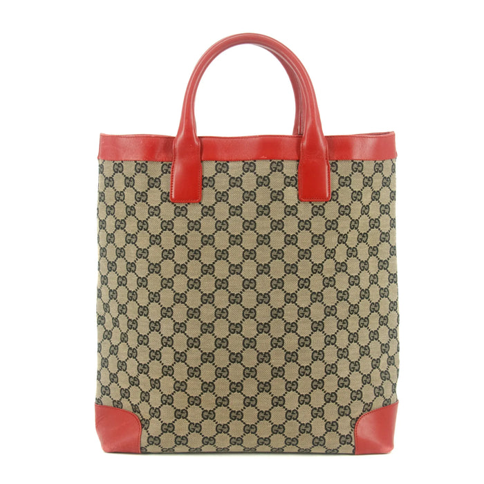 Gucci GG Canvas Brown x Red Tote Bag #8928 by Bolt Boutique