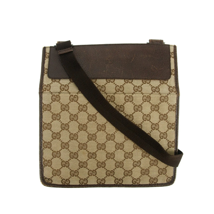 Gucci GG Canvas Flat Beige x Brown Messenger Bag #3553 by Bolt Boutique