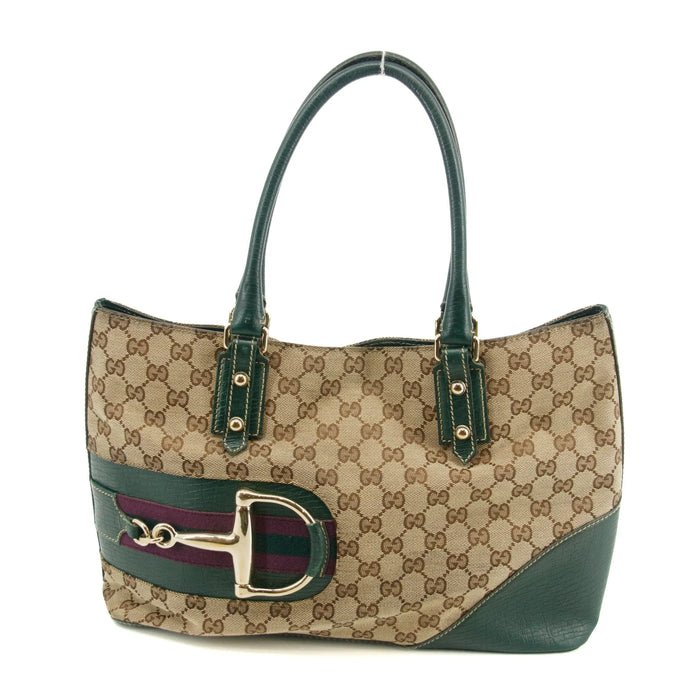 Gucci GG Canvas Green Horsebit Shoulder Bag #2307 by Bolt Boutique