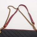 Gucci GG Marmont Medium Azalea Slim Leather Chain Shoulder Bag Black x Red #2510 by Bolt Boutique