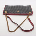 Gucci GG Marmont Medium Azalea Slim Leather Chain Shoulder Bag Black x Red #2510 by Bolt Boutique