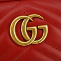 Gucci GG Marmont Red Leather Mini Zip Chain Bag #5277 by Bolt Boutique