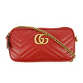 Gucci GG Marmont Red Leather Mini Zip Chain Bag #5277 by Bolt Boutique