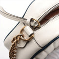 Gucci GG Marmont Small Diagonal Leather Chain Crossbody Bag White #2508 by Bolt Boutique
